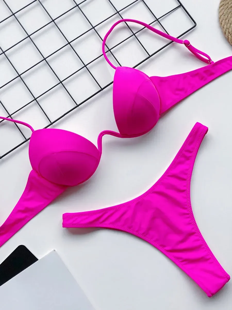 Thong Bikini Women - เซ็กซี่ V-bar Underwired Bra Cup บิกินี่